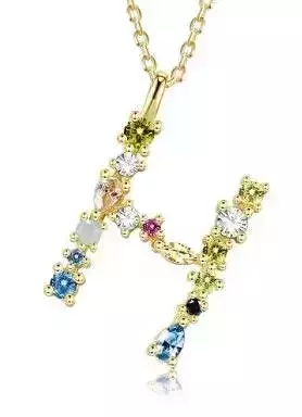 H letter pendant color stones