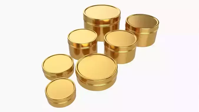 Round decorative empty gift can jars metal 01 brass
