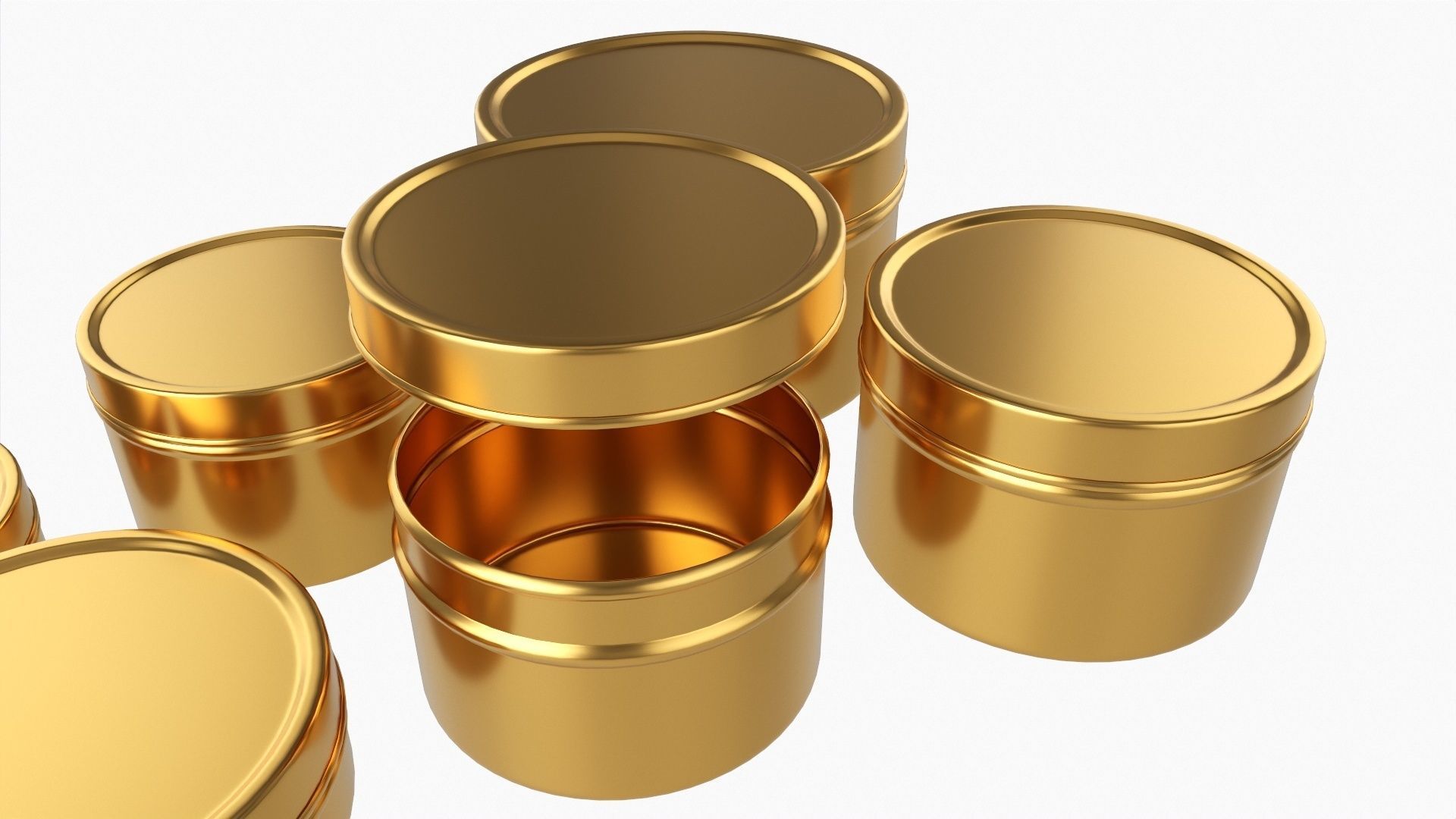 Round decorative empty gift can jars metal 01 brass 3D model_4