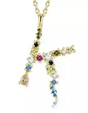 K letter pendant color stones