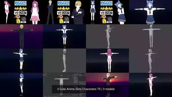 3 Cute Anime Girls Characters T5