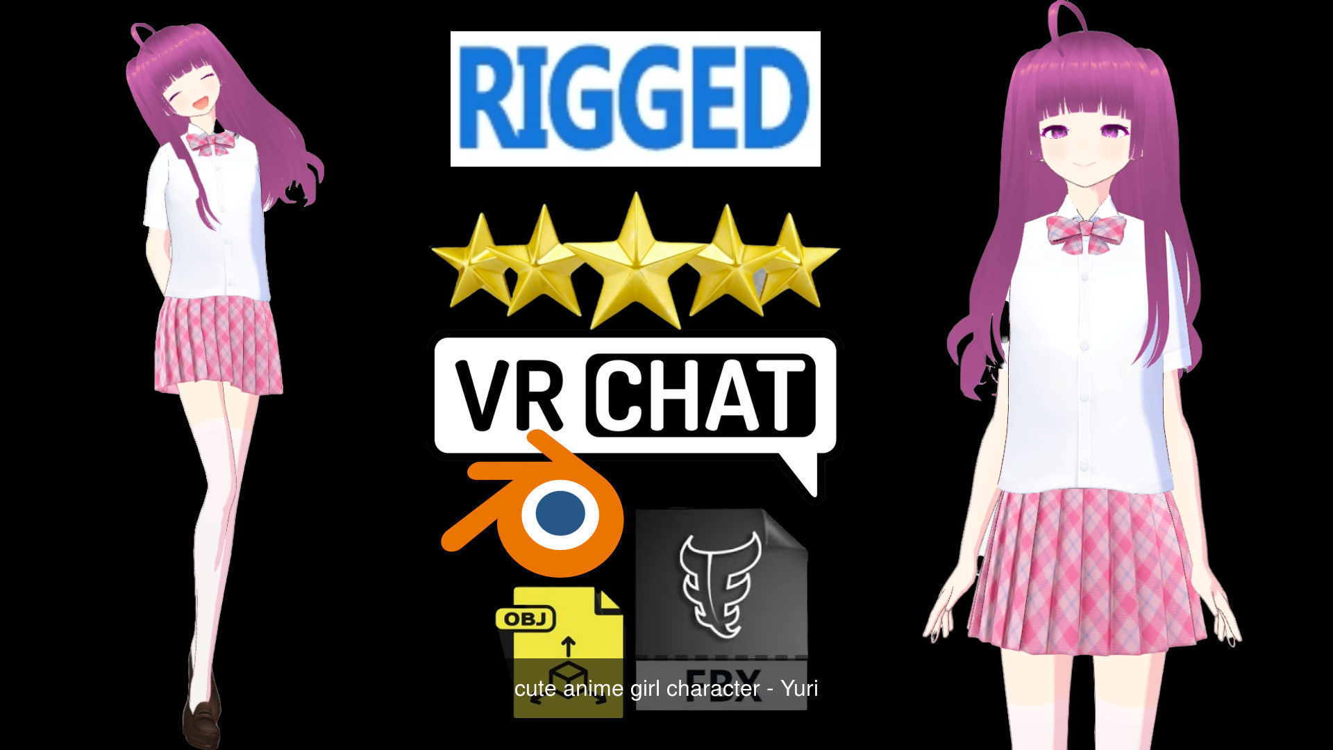 3 Cute Anime Girls Characters T5 3D Model Collection_2