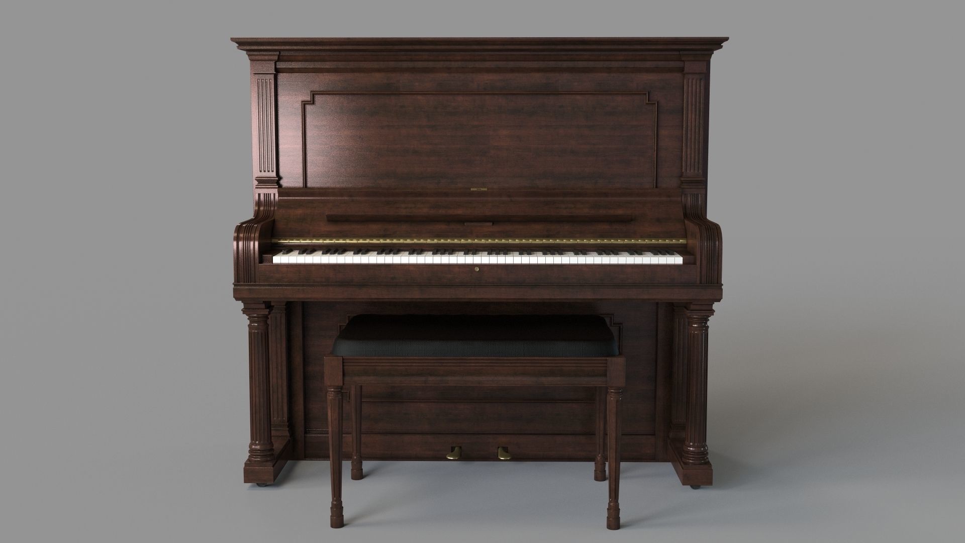 Vintage Steinway and Sons Piano Dark Brown 3D model_1