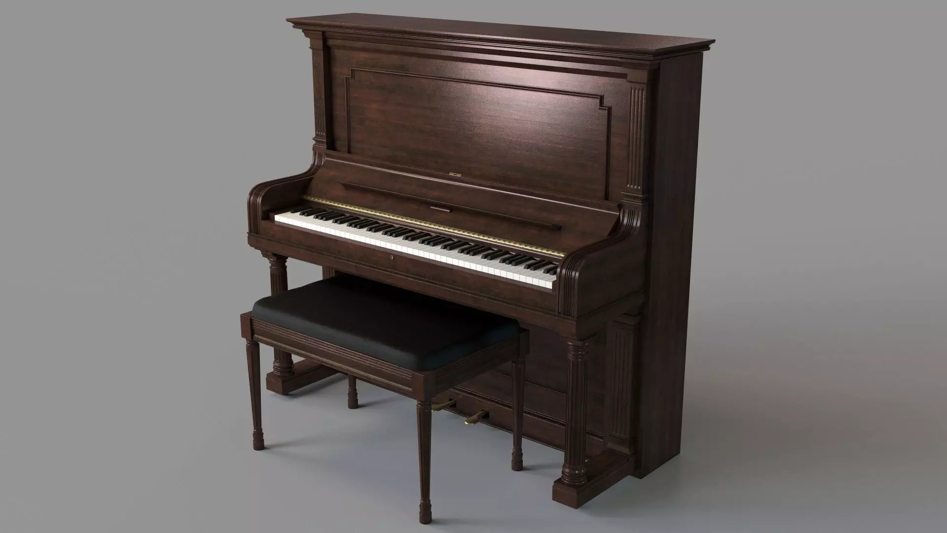 Vintage Steinway and Sons Piano Dark Brown 3D model_0