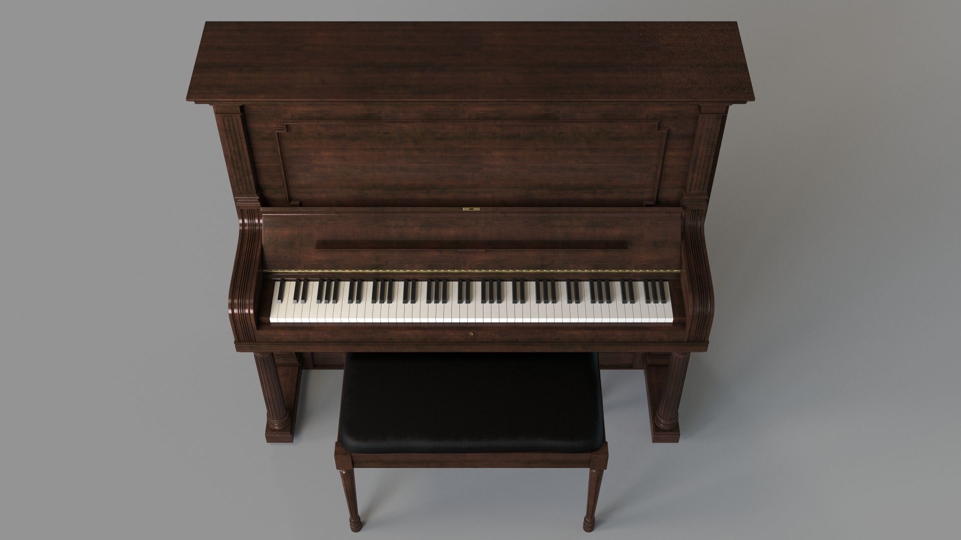 Vintage Steinway and Sons Piano Dark Brown 3D model_3