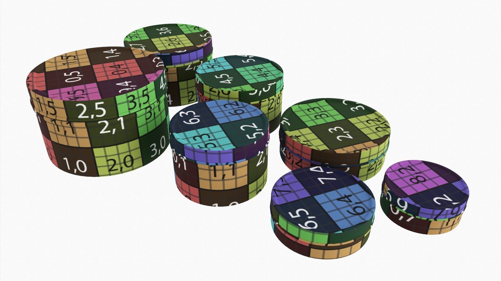 Round decorative empty gift can jars metal 01 iron 3D model_12