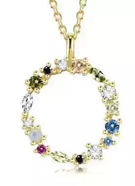 O letter pendant color stones 