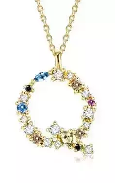 Q letter pendant color stones 
