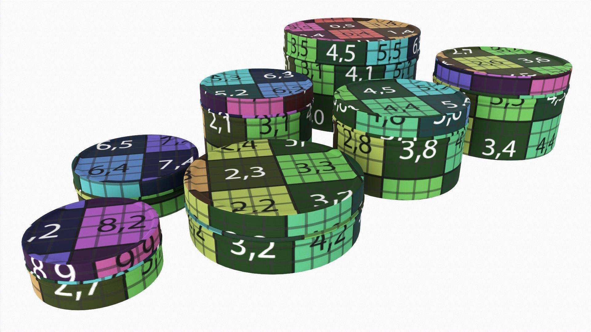 Round decorative empty gift can jars metal 01 white painted 3D model_11