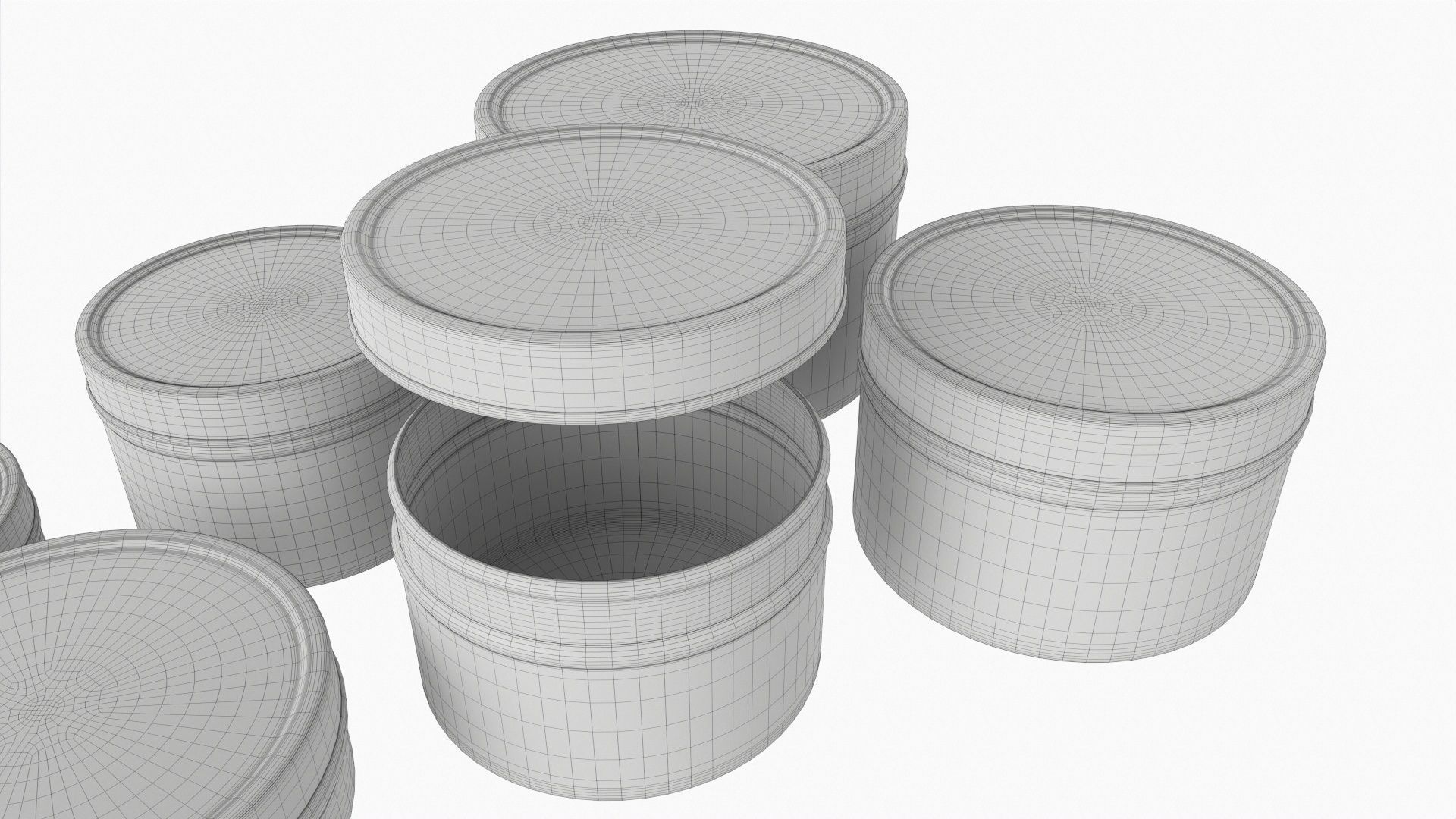 Round decorative empty gift can jars metal 01 white painted 3D model_9