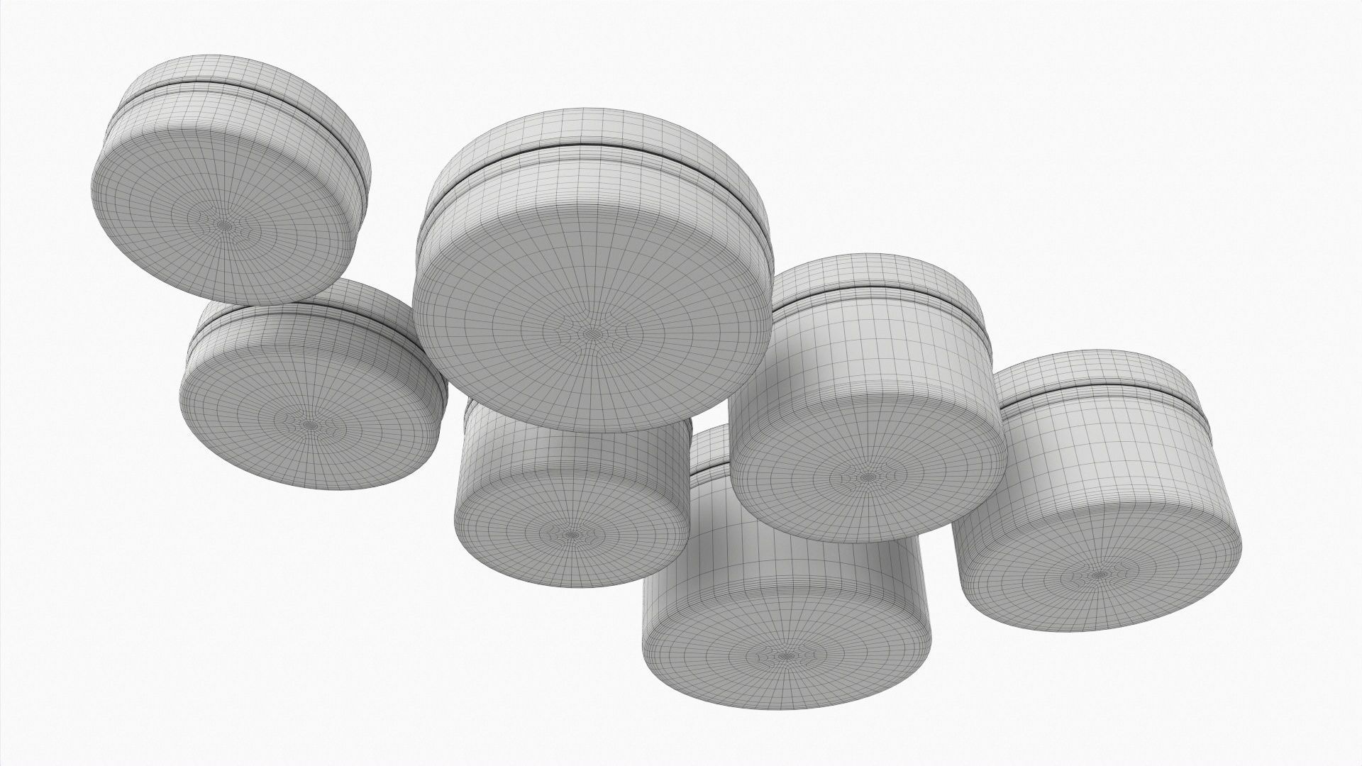 Round decorative empty gift can jars metal 01 white painted 3D model_8