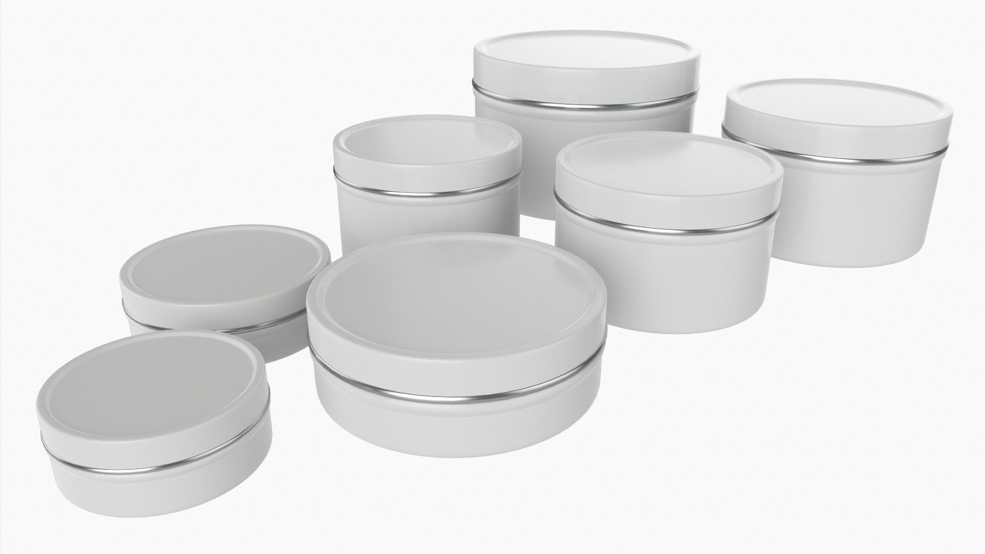 Round decorative empty gift can jars metal 01 white painted 3D model_1