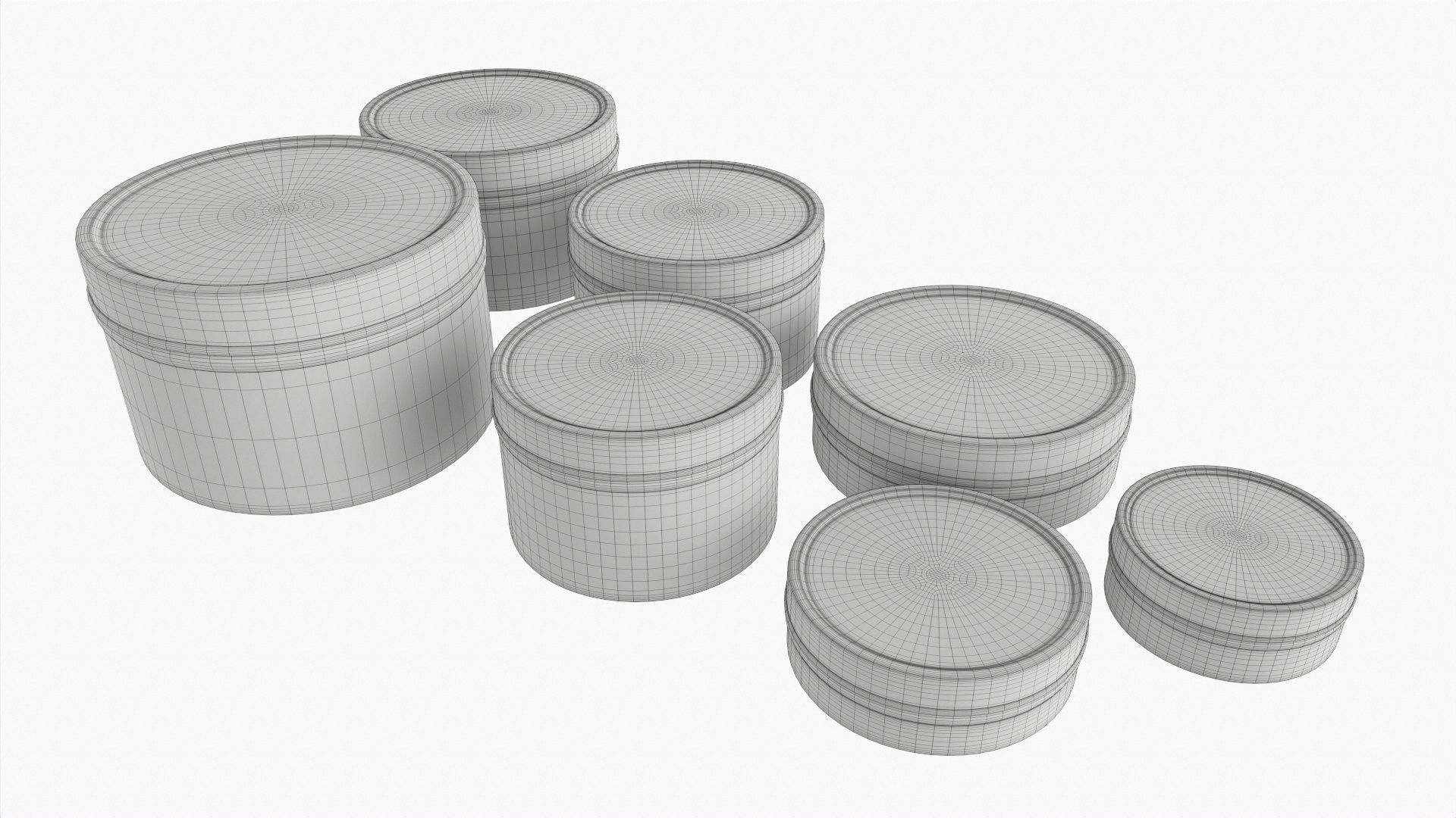 Round decorative empty gift can jars metal 01 white painted 3D model_7