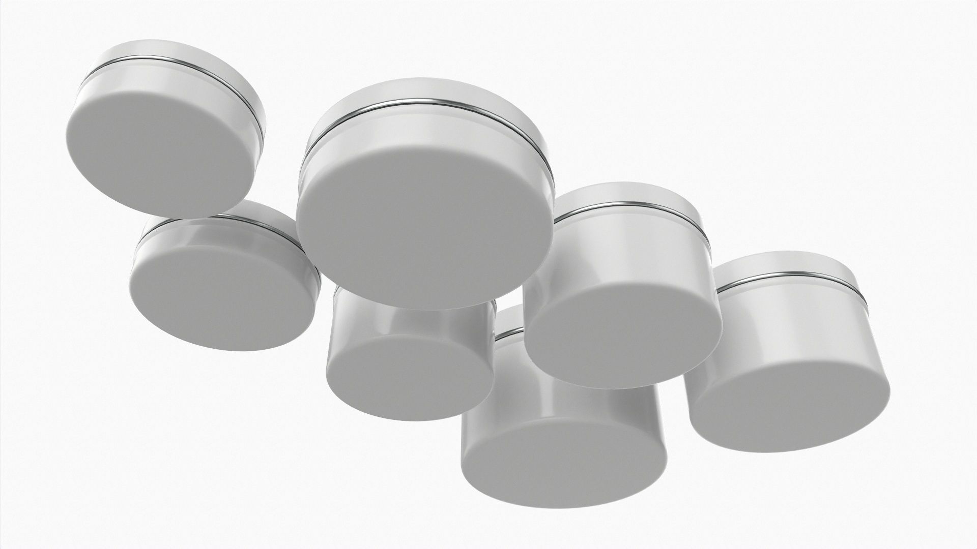 Round decorative empty gift can jars metal 01 white painted 3D model_3