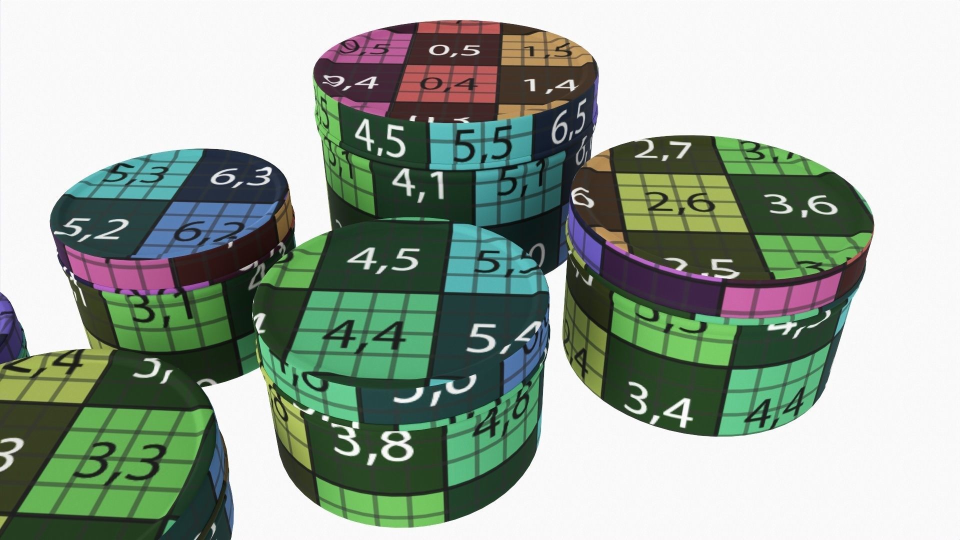 Round decorative empty gift can jars metal 01 white painted 3D model_14