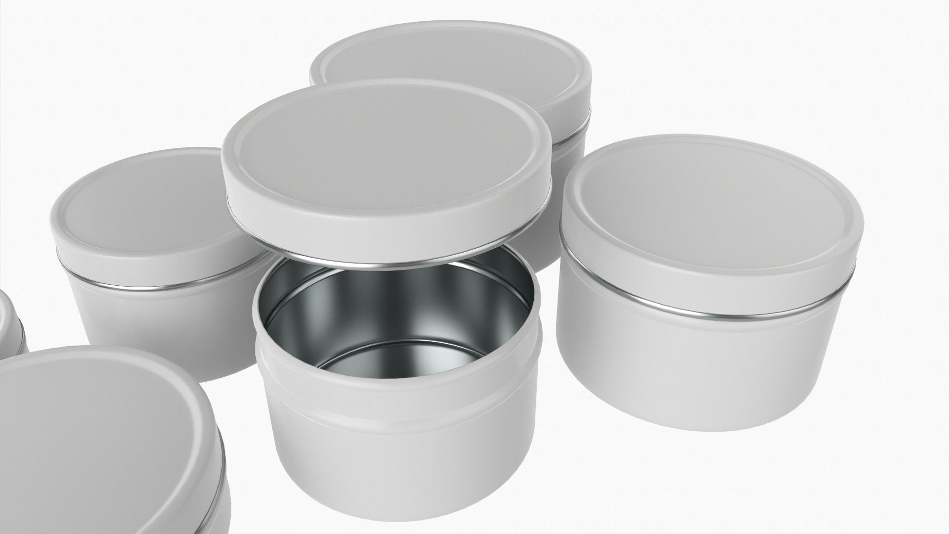 Round decorative empty gift can jars metal 01 white painted 3D model_4