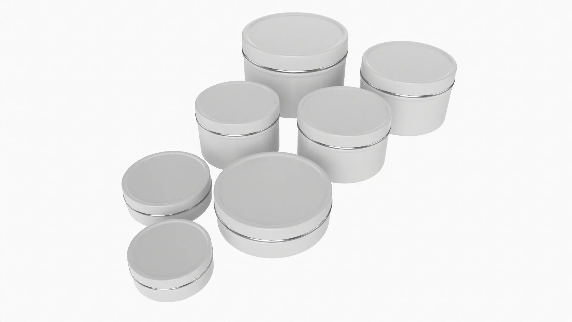 Round decorative empty gift can jars metal 01 white painted 3D model_0