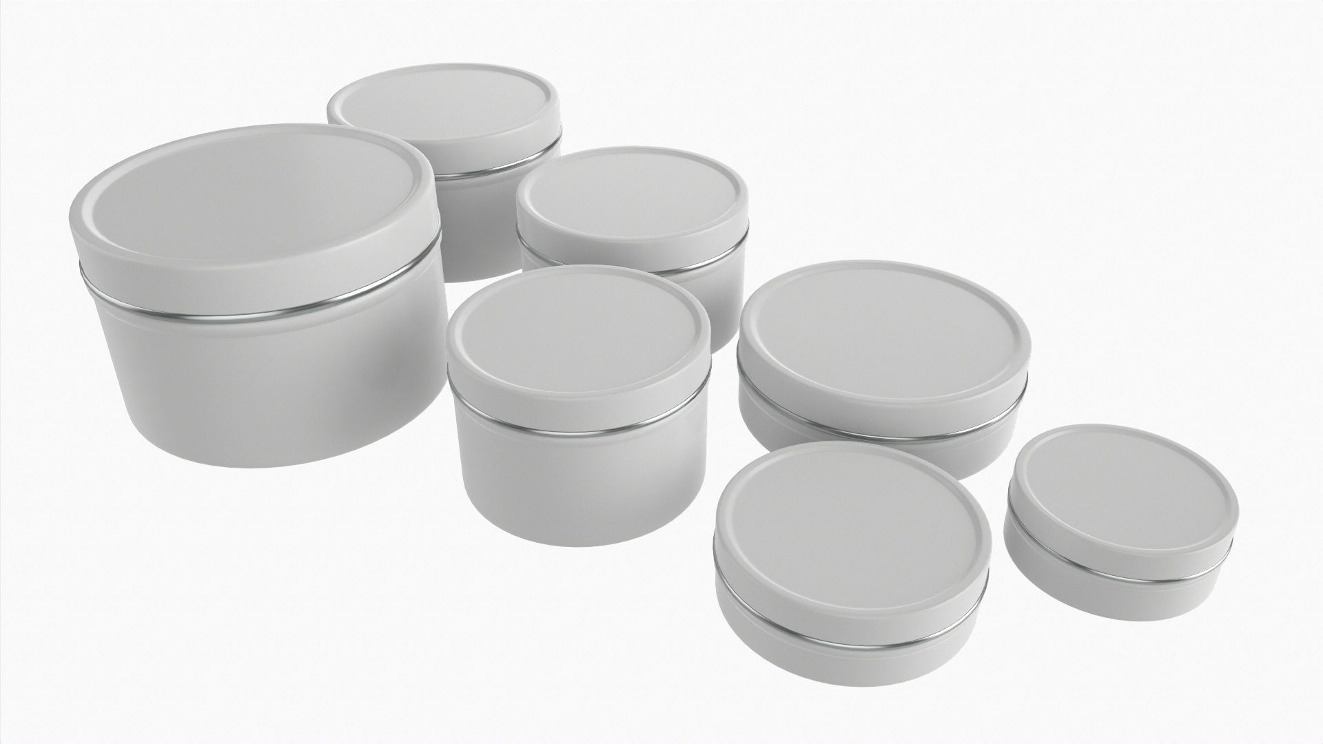 Round decorative empty gift can jars metal 01 white painted 3D model_2