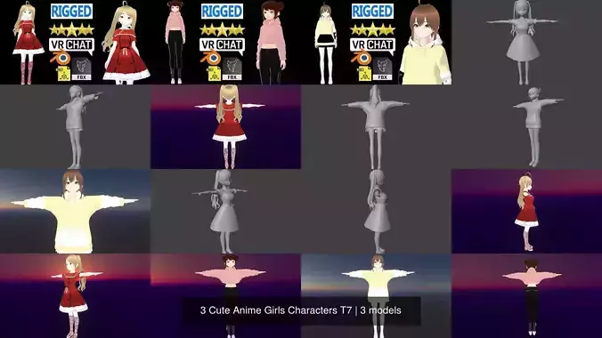 3 Cute Anime Girls Characters T7