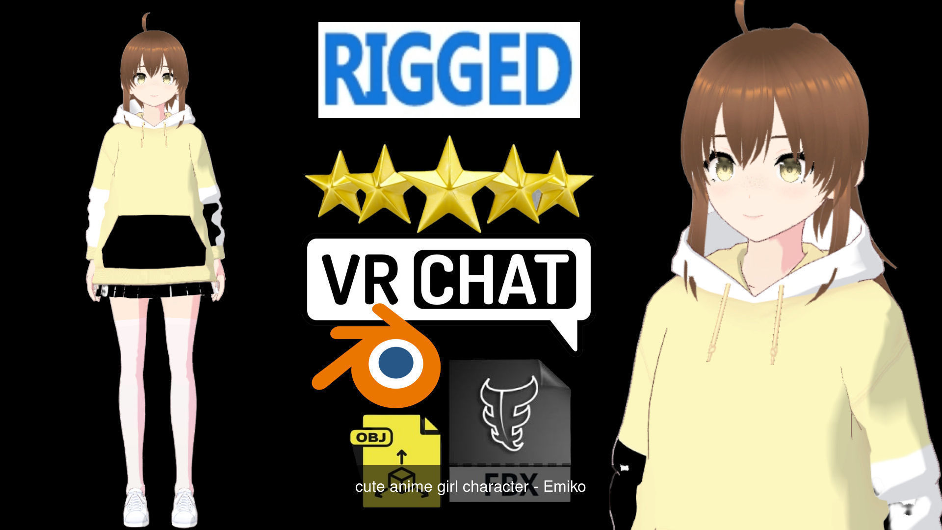 3 Cute Anime Girls Characters T7 3D Model Collection_4