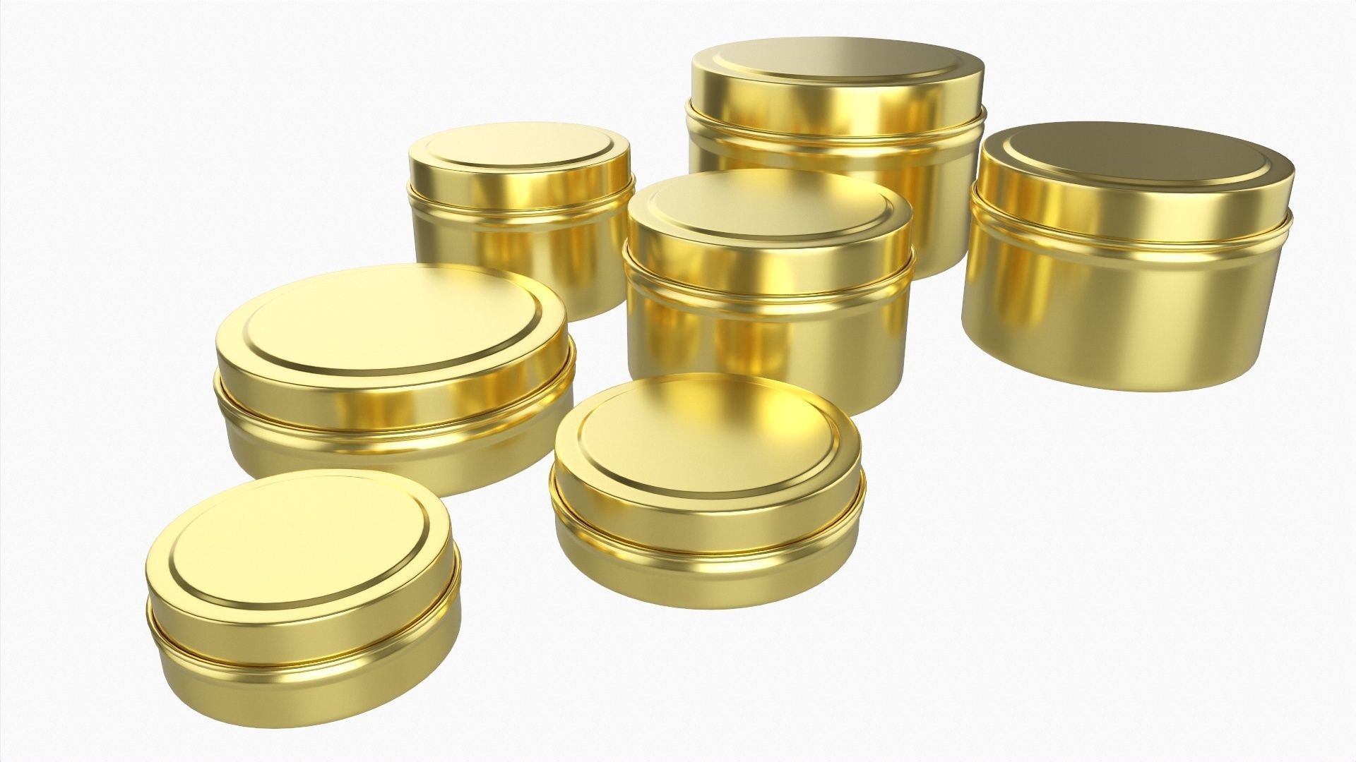 Round decorative empty gift can jars metal 02 brass 3D model_1