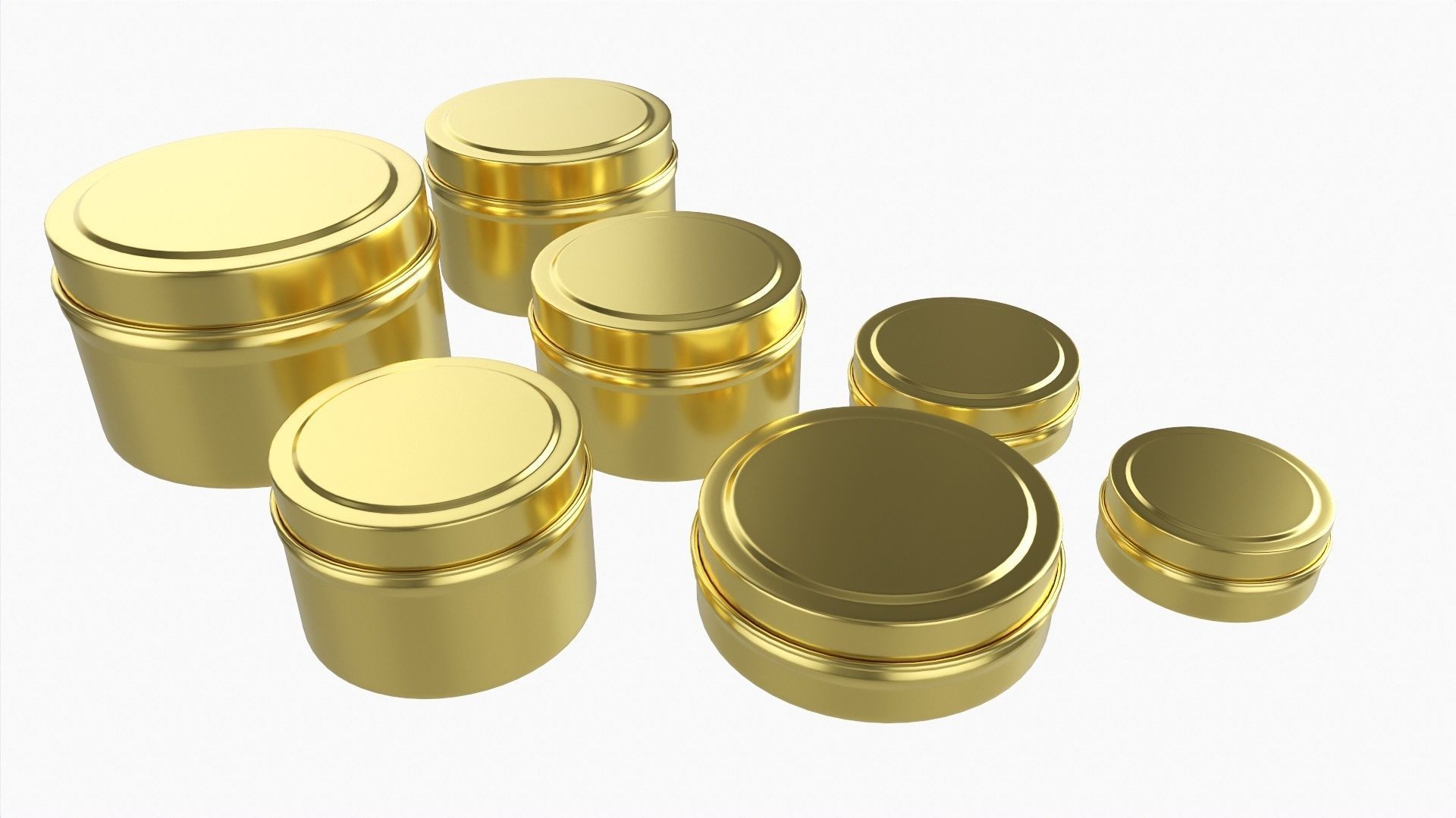 Round decorative empty gift can jars metal 02 brass 3D model_2