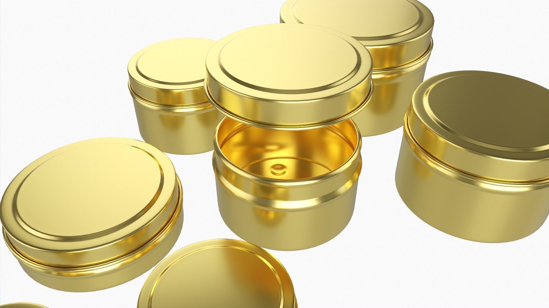 Round decorative empty gift can jars metal 02 brass 3D model_4