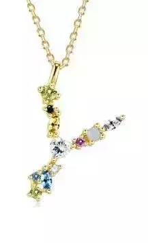 Y letter pendant color stones 