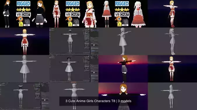 3 Cute Anime Girls Characters T8