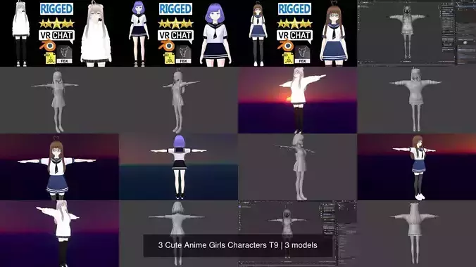 3 Cute Anime Girls Characters T9