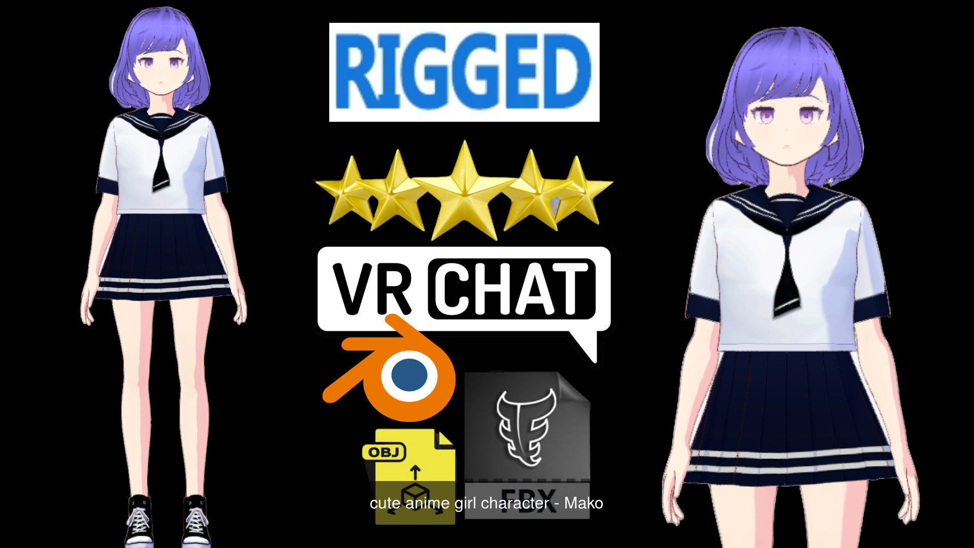 3 Cute Anime Girls Characters T9 3D Model Collection_3