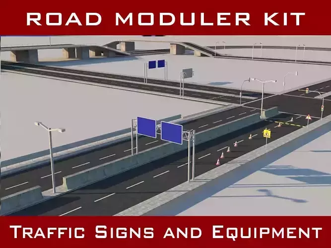 Street Roads Modular Kit Signs and Traffic Lights