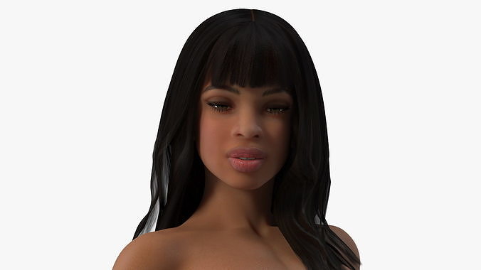 Young Woman Light Skin Black 3D model