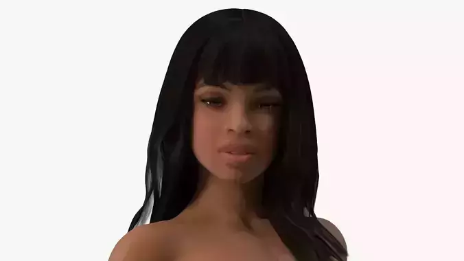 Young Woman Light Skin Black 3D model
