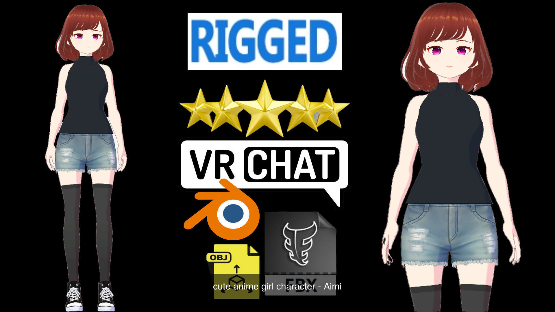 3 Cute Anime Girls Characters T10 3D Model Collection_3