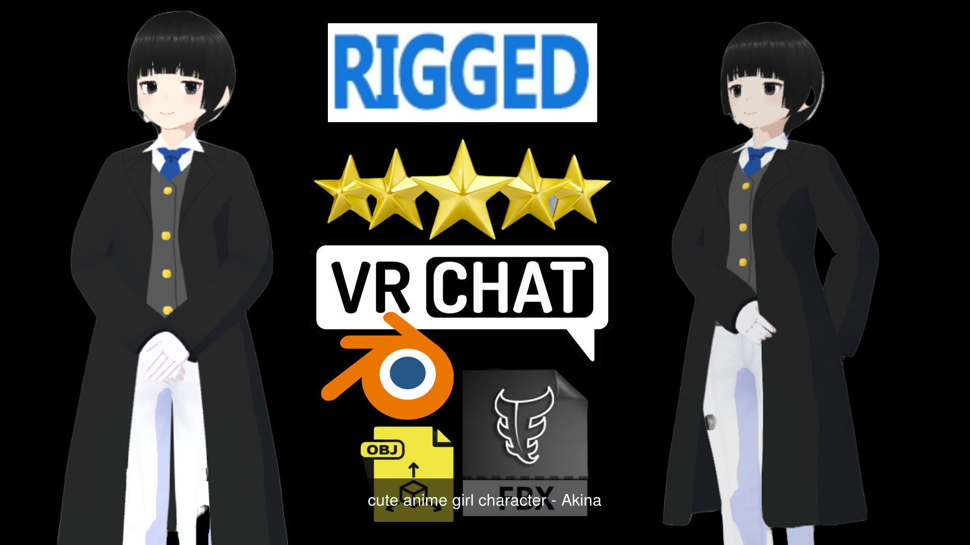 3 Cute Anime Girls Characters T10 3D Model Collection_4