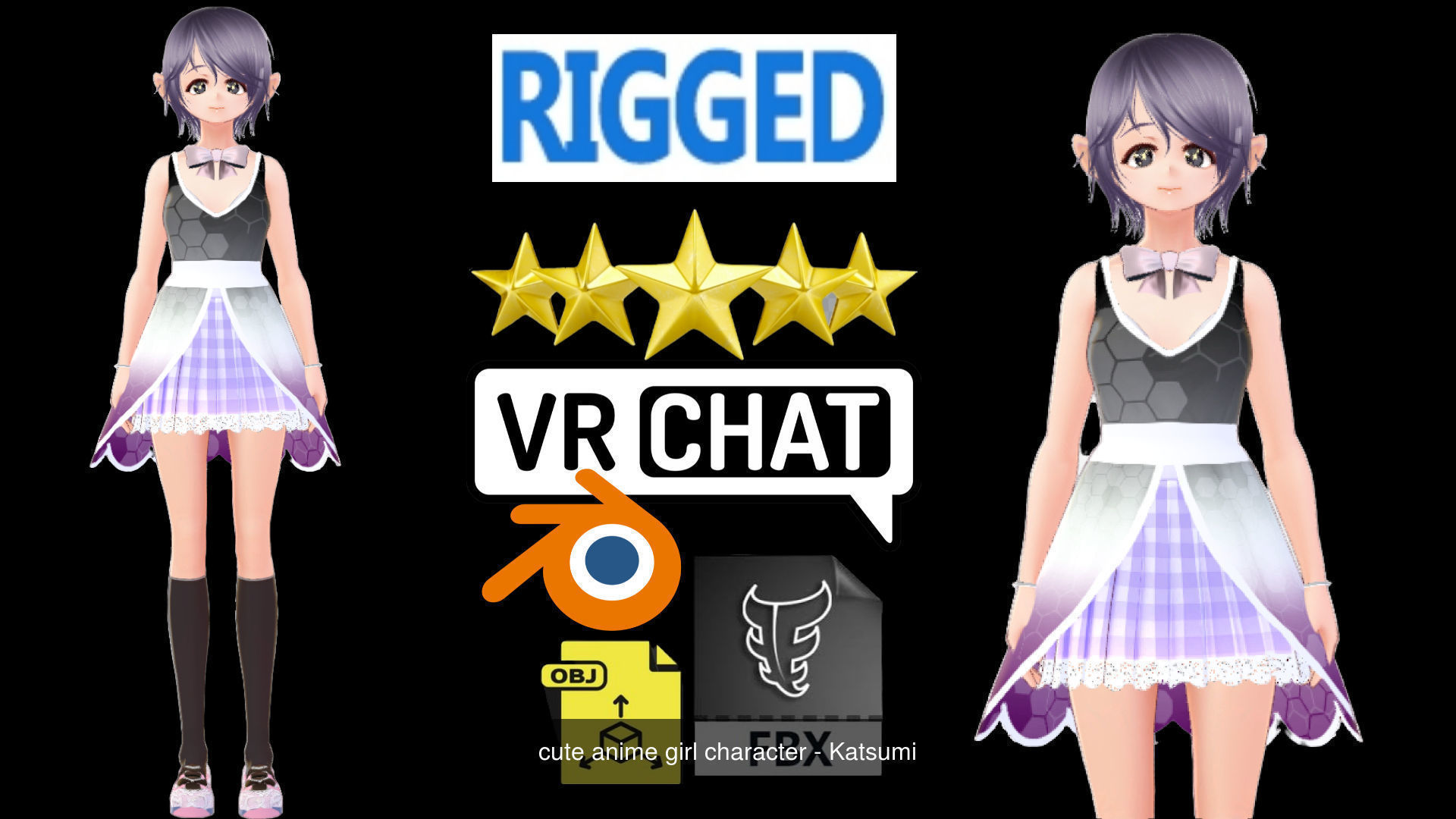 3 Cute Anime Girls Characters T11 3D Model Collection_3