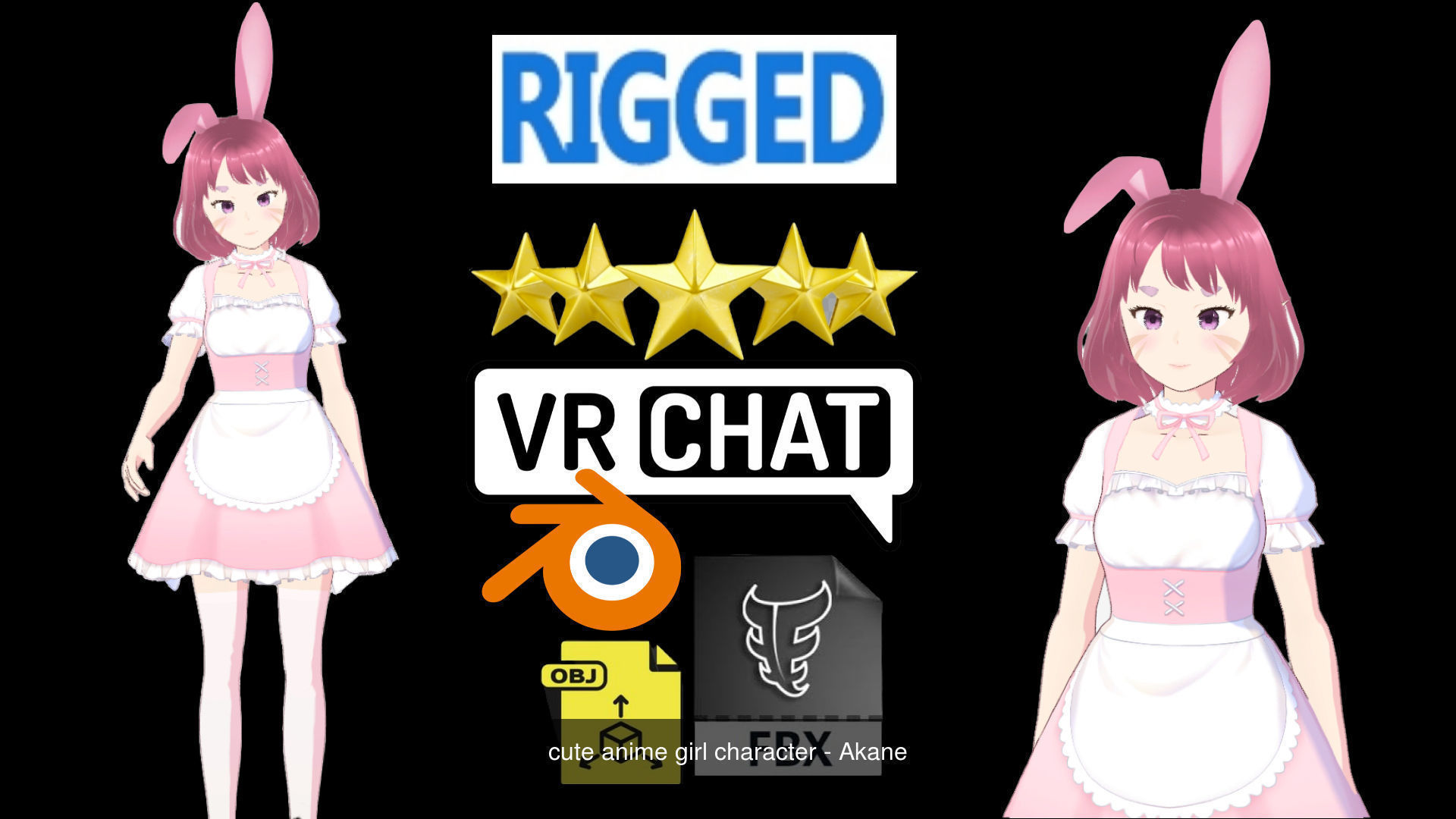 3 Cute Anime Girls Characters T12 3D Model Collection_2