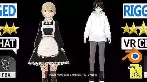 3 Cute Anime Girls Characters T13