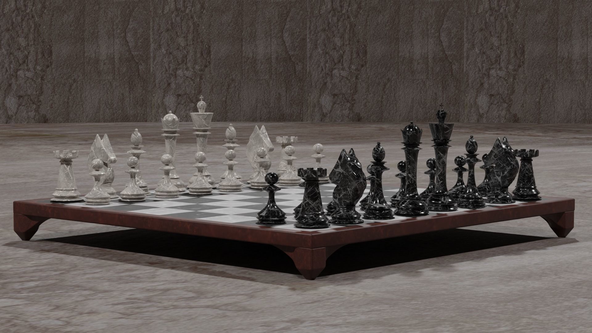 Marble Chess Set 3D model_1