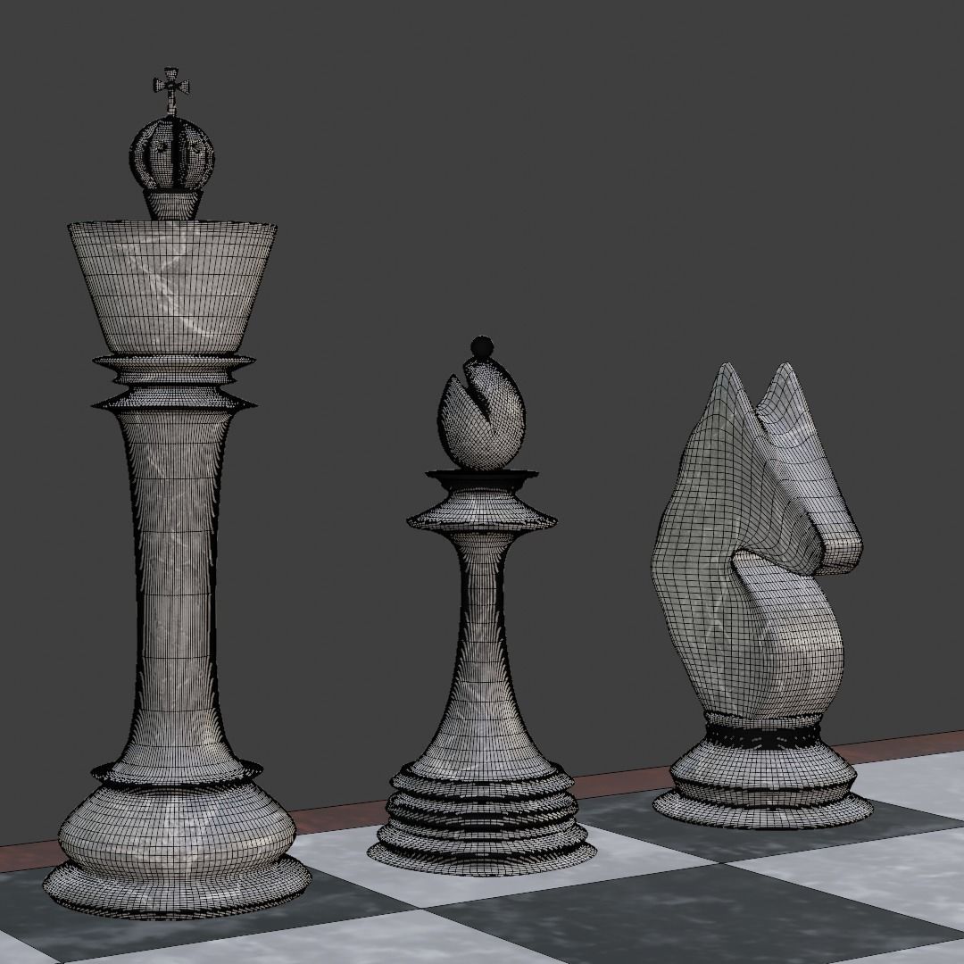Marble Chess Set 3D model_11