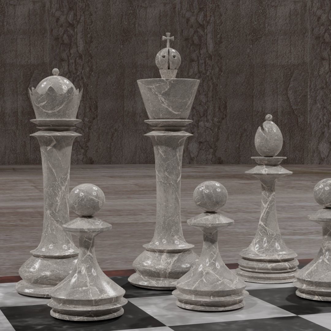 Marble Chess Set 3D model_5