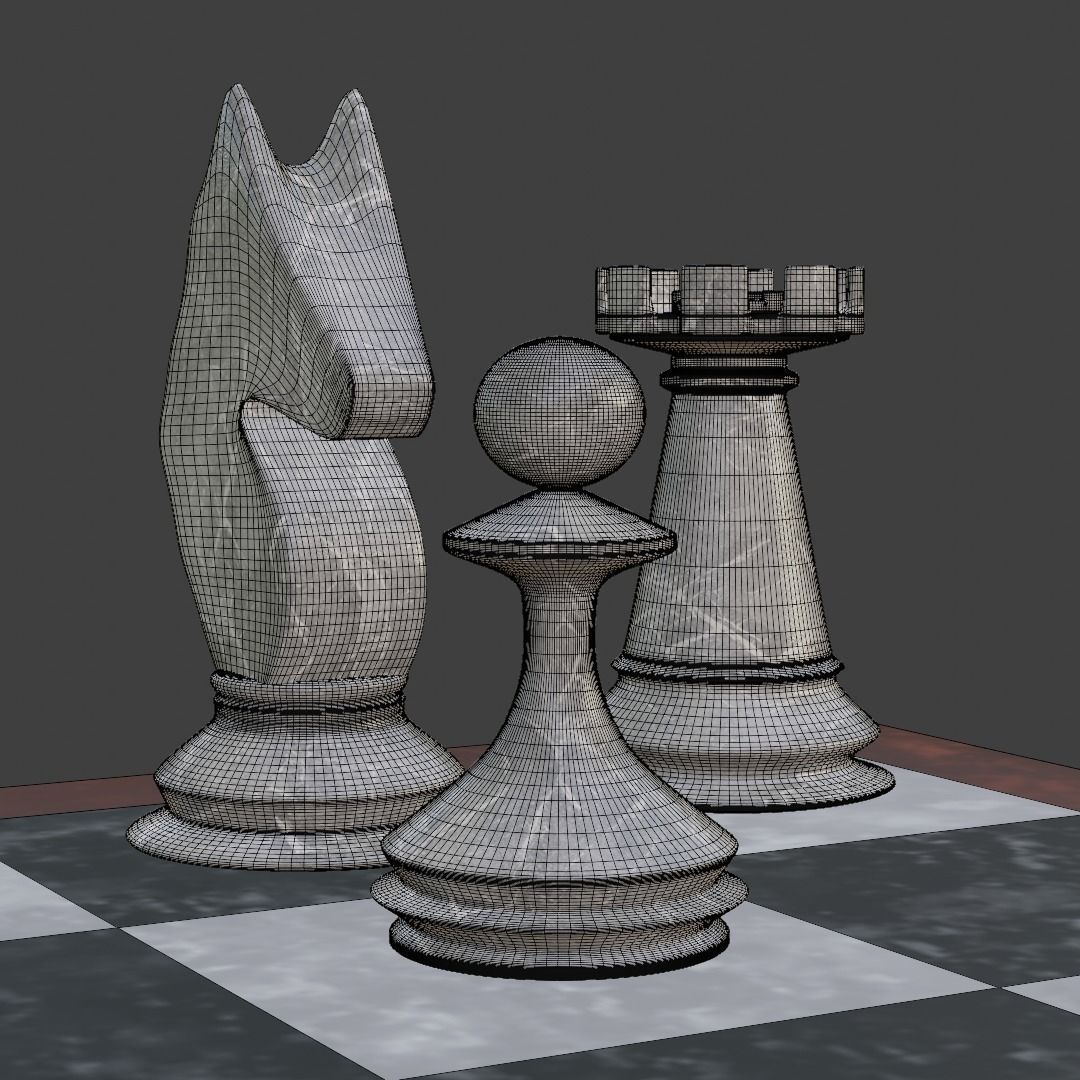 Marble Chess Set 3D model_9