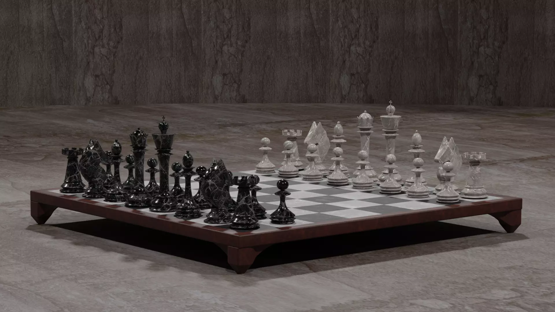 Marble Chess Set 3D model_0
