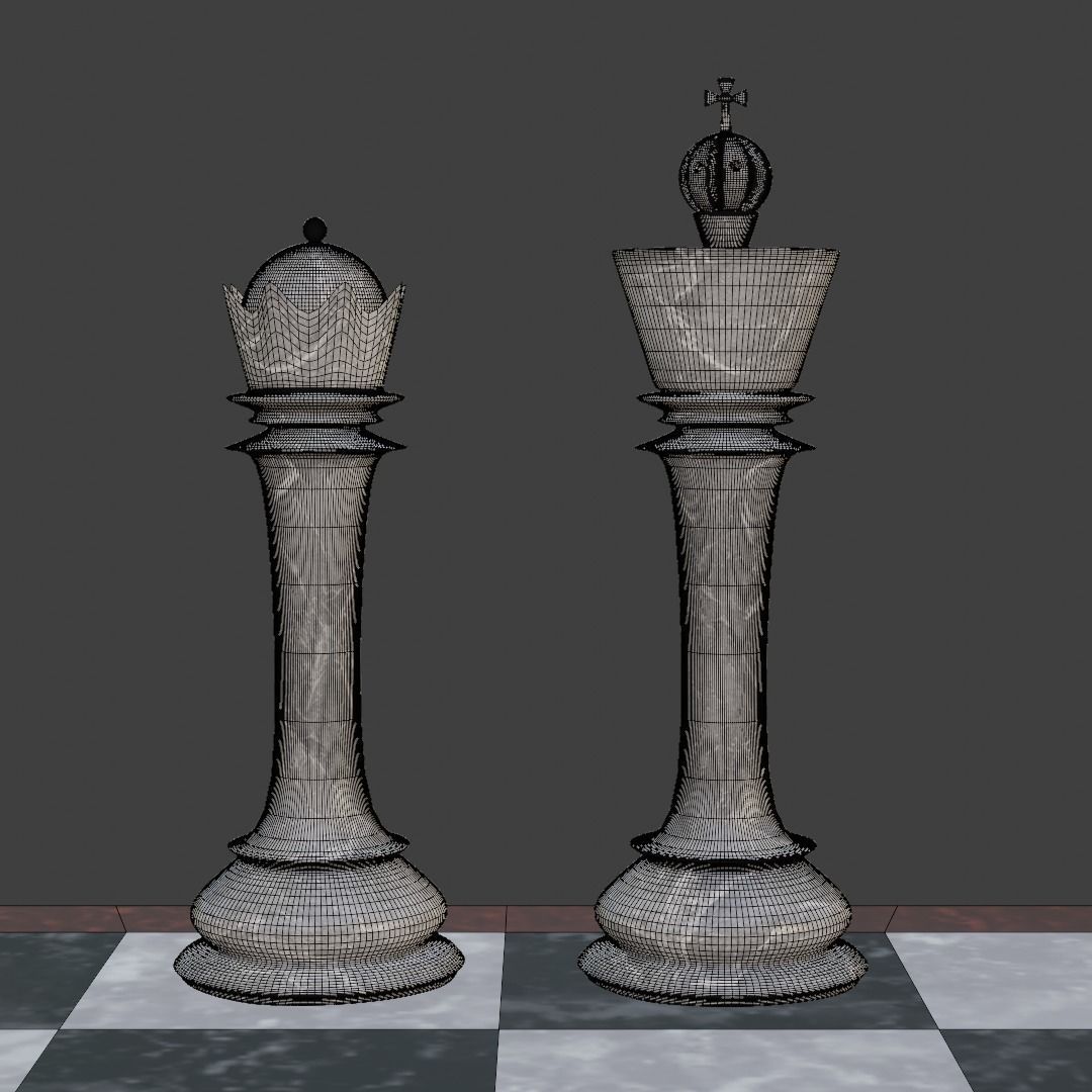 Marble Chess Set 3D model_10