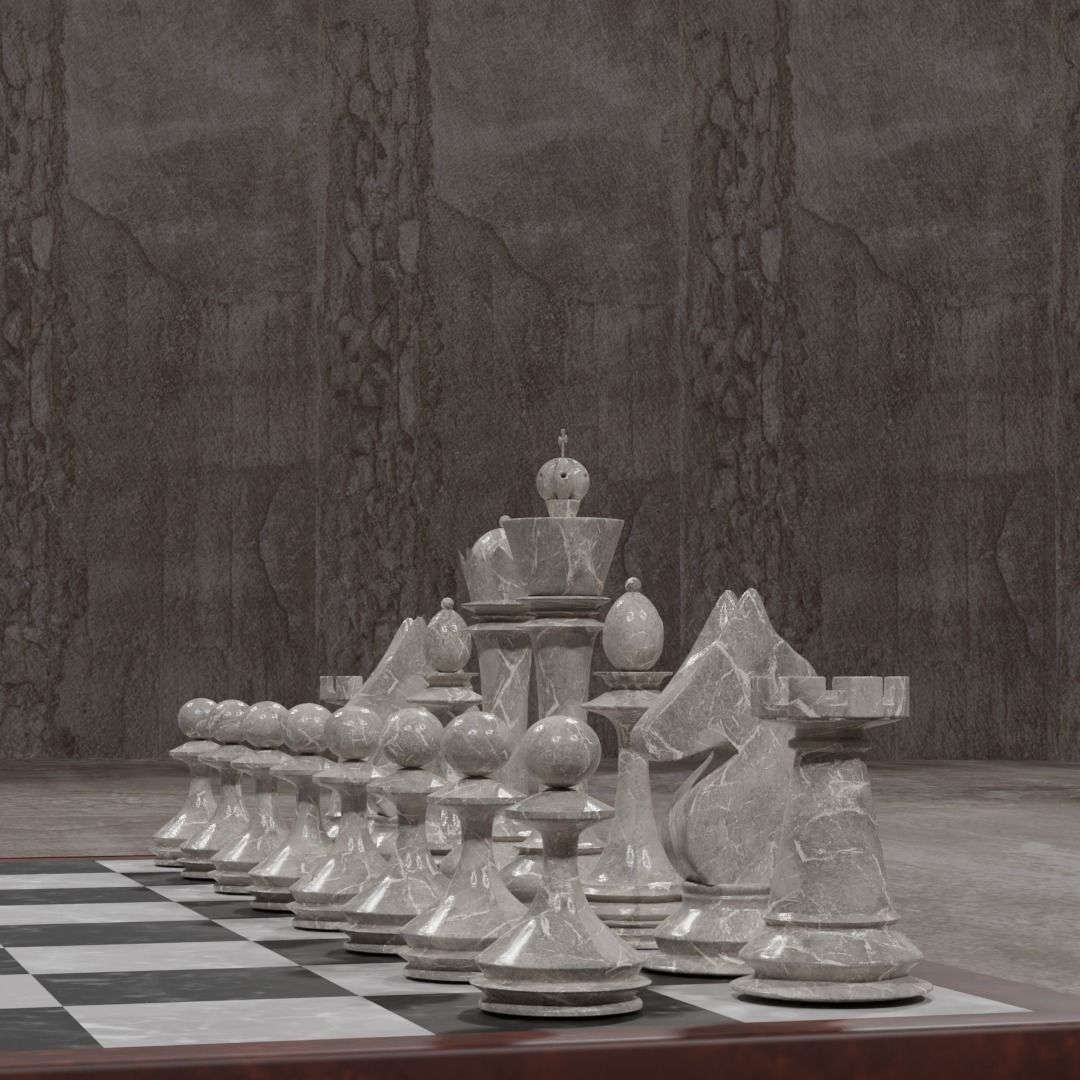 Marble Chess Set 3D model_4