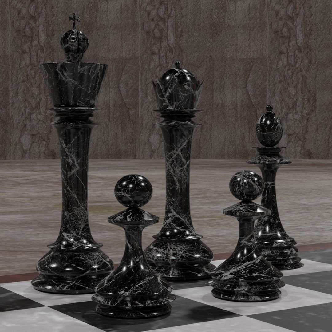 Marble Chess Set 3D model_7