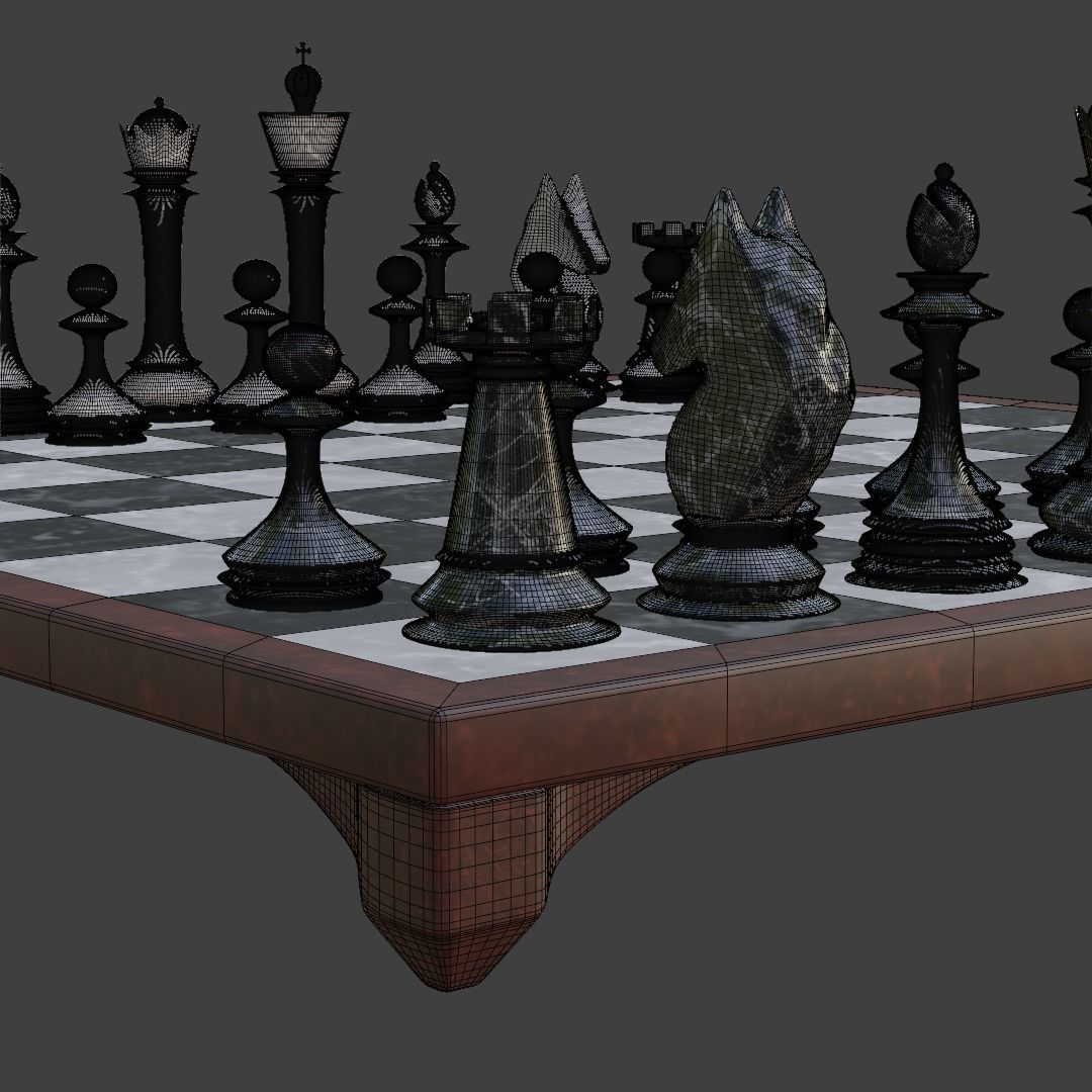 Marble Chess Set 3D model_12