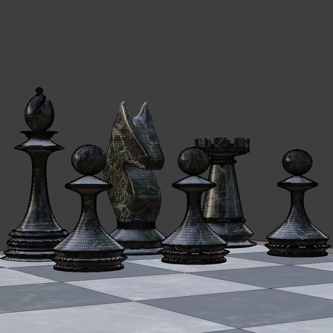 Marble Chess Set 3D model_13