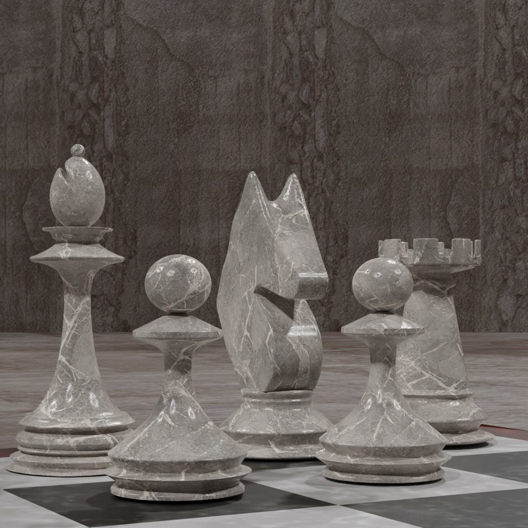 Marble Chess Set 3D model_6